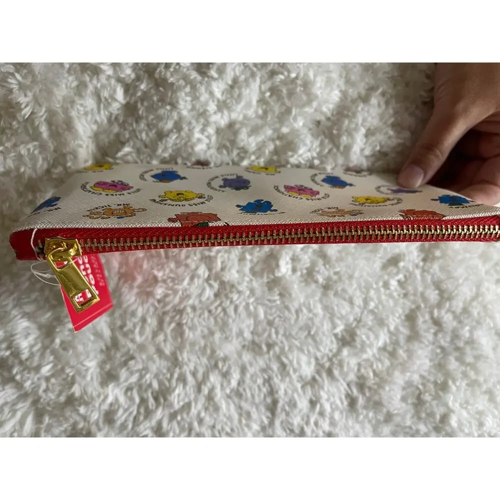 Mr Men Little Miss ZIpper Pencil Pouch Case NEW White Multicolor School Work Fun